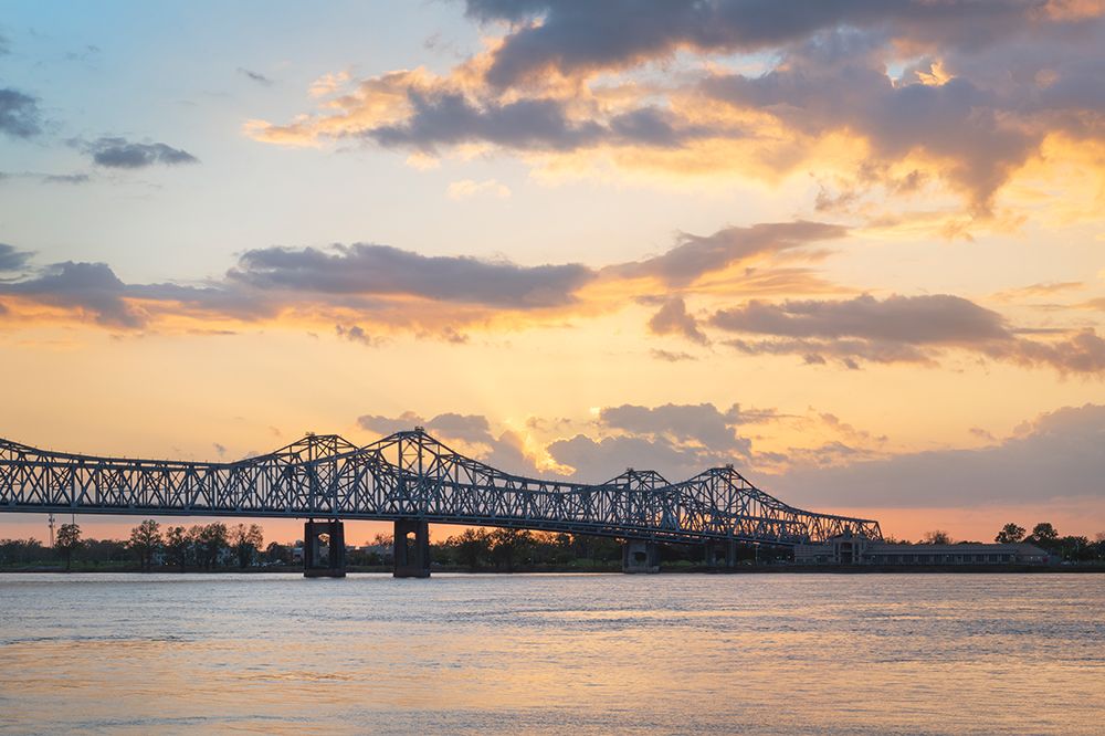 Natchez-Vidalia Bridge over the Mississippi River at sunset Seen from Natchez-Mississippi art print by Alan Majchrowicz for $57.95 CAD